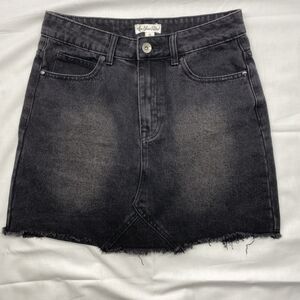 OTHERS FOLLOW Black Denim Mini Skirt Small Y2K Grunge Urban Indie Sleaze